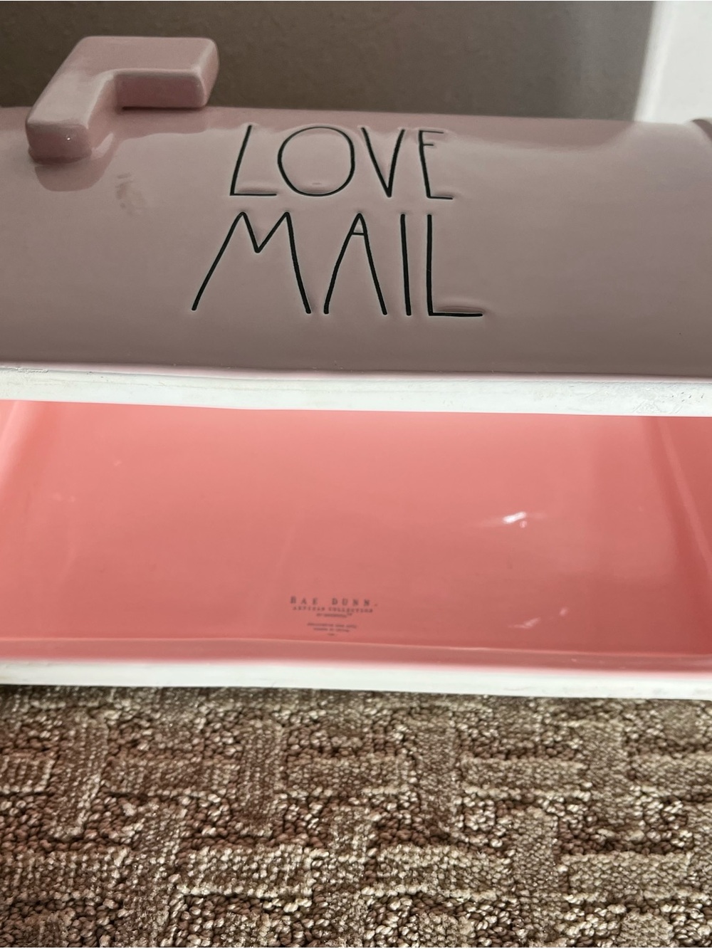 Rae Dunn Pink 'LOVE MAIL' Ceramic Accent Mail Box - Picture 2 of 10